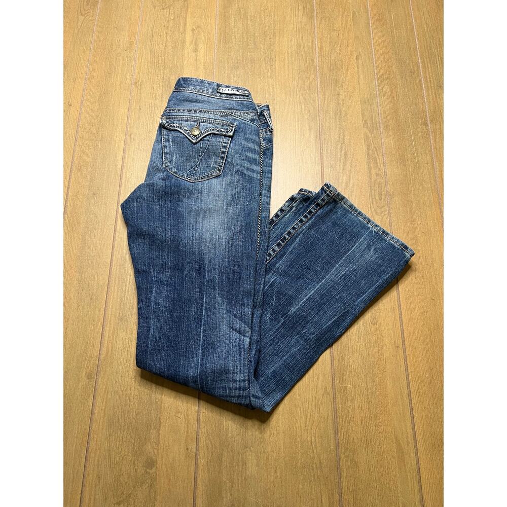 Express Jeans Women’s Sz 8r boot Low rise Distressed Embroidered Y2K 30x31 - Picture 12 of 13
